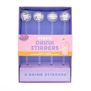Set of 4 Disco Drink Stirrers - Silver